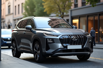 SUV hybride moderne stationne en ville en journée