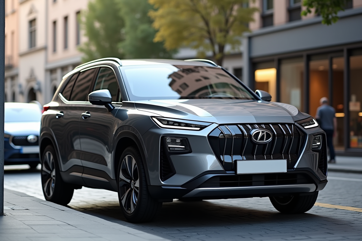 SUV hybride moderne stationne en ville en journée
