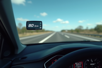 Compteur digital dans une voiture moderne montrant 80 kmh