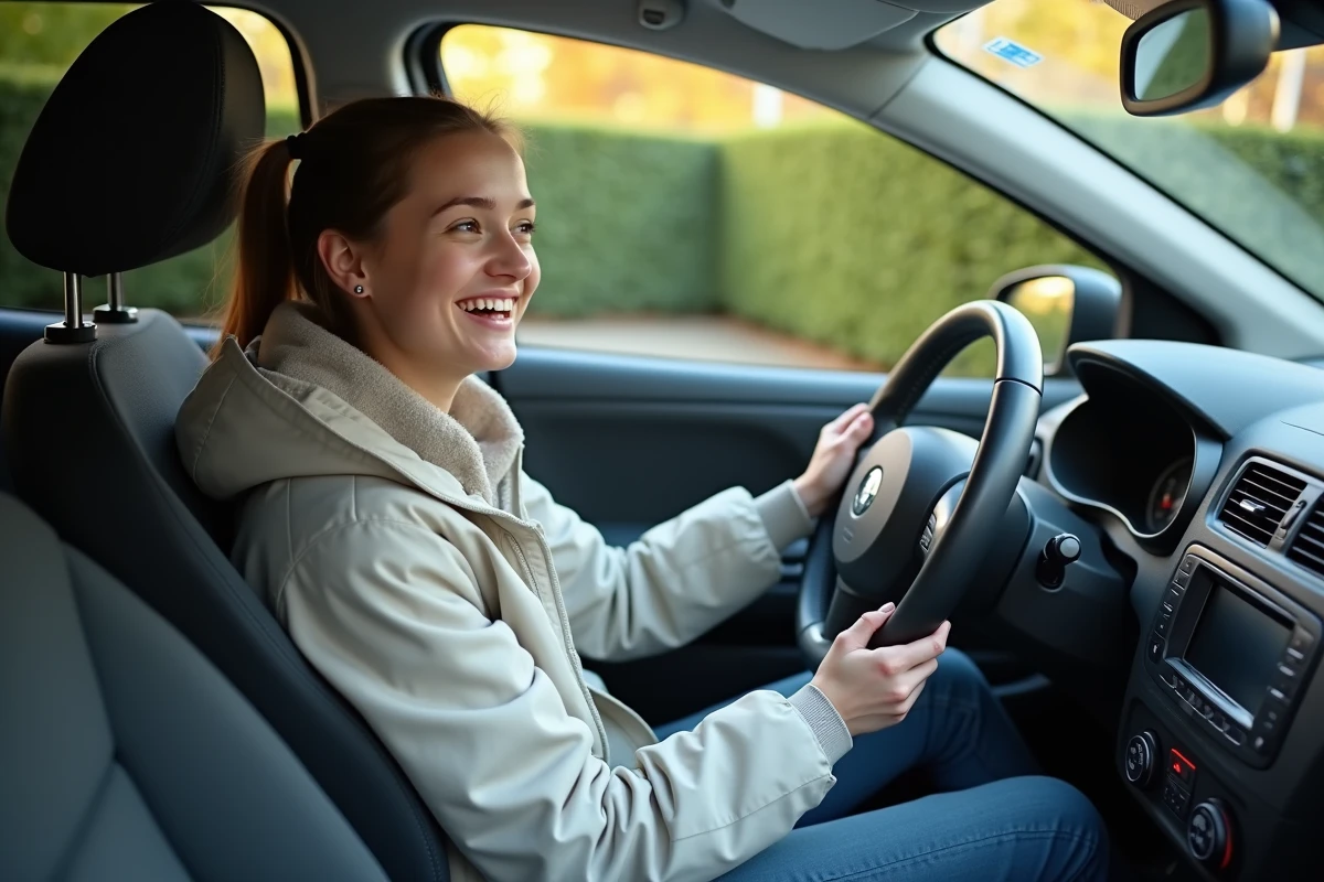 Femme détendue au volant d