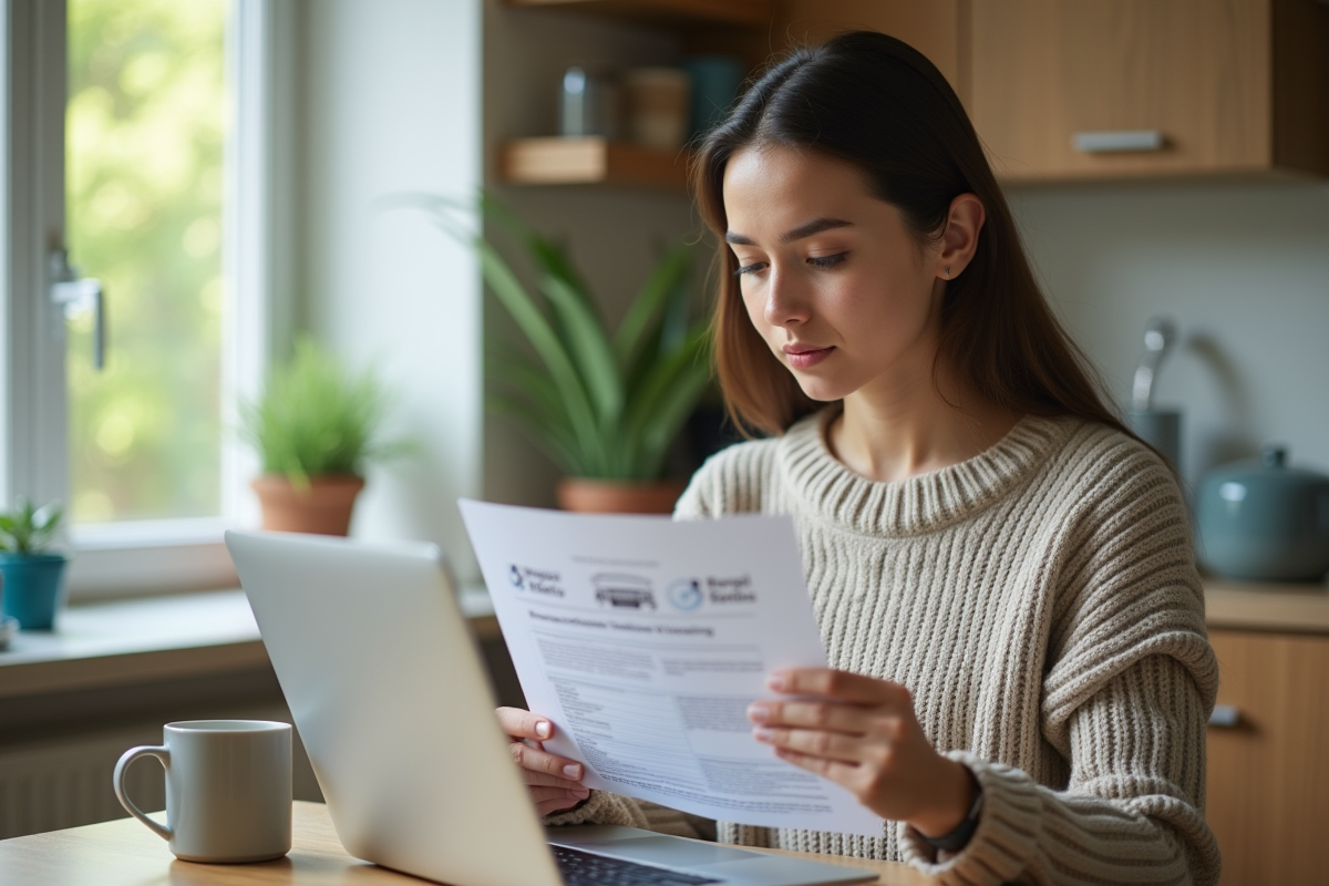 Jeune femme regardant un document sur les subventions pour bornes EV