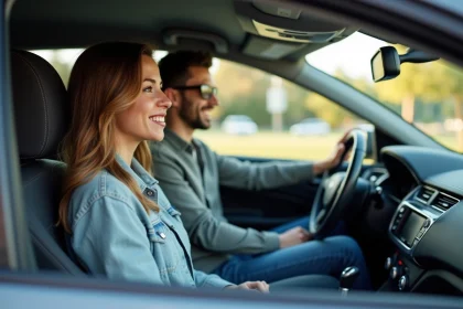 Femme et adolescent dans la voiture familiale