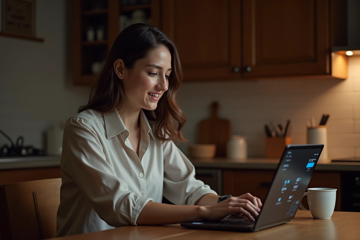 Jeune femme planifie la recharge de voiture électrique la nuit