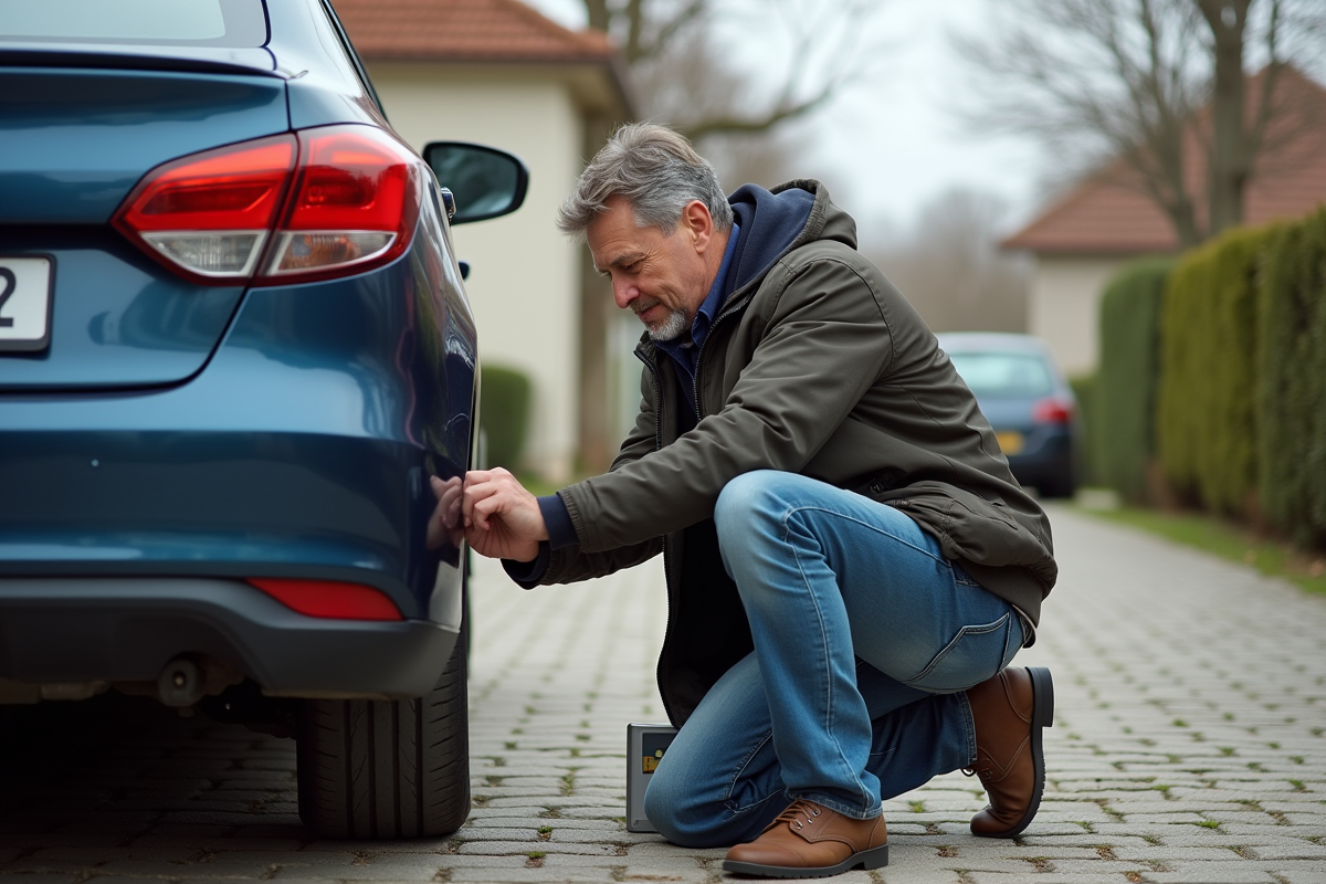 Homme de dos fixant une nouvelle plaque d