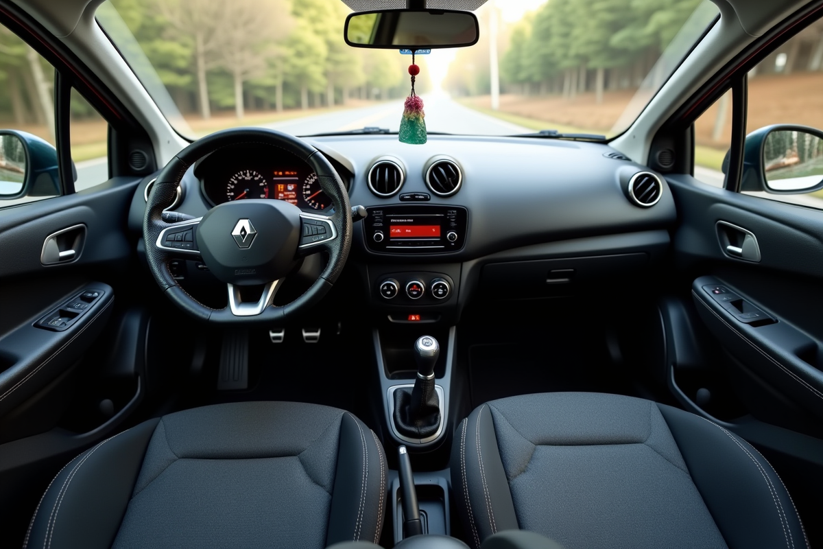 Intérieur propre de la Renault Clio 3 avec tableau de bord