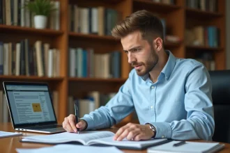 Jeune conducteur consultant des documents administratifs relatifs à son permis probatoire et à la perte de points