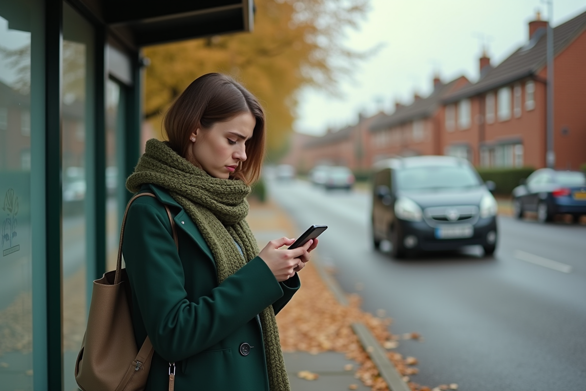 Jeune femme regardant son téléphone près d