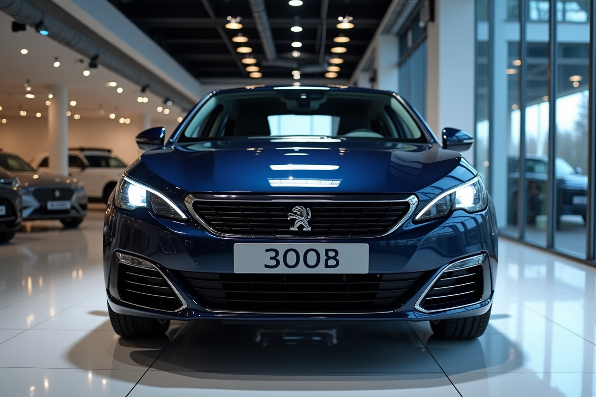 Peugeot 308 2021 dans un showroom moderne