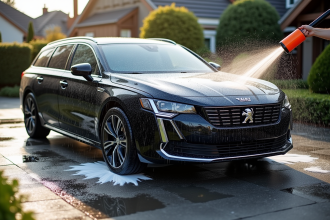 Peugeot 508 SW en nettoyage sous la lumière du jour