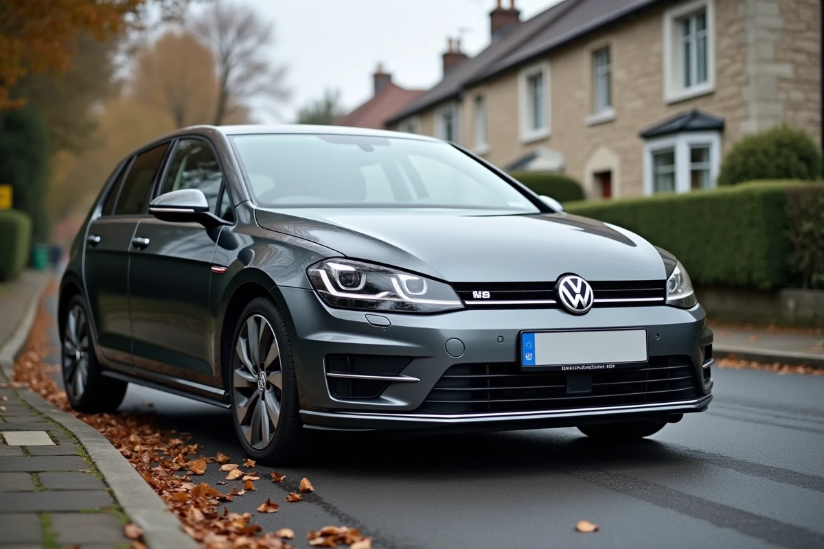 Volkswagen Golf 1.6 TDI garée dans une rue résidentielle en automne
